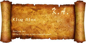Klug Alex névjegykártya